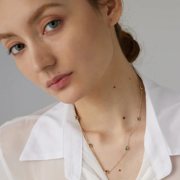 Delicate Colourful CZ Collar Necklace - Picture 6 of 8